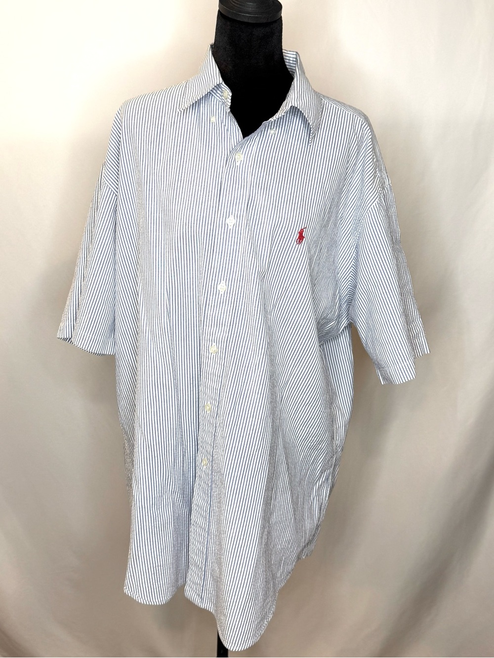 Ralph Lauren Blue Stripe Short-Sleeve Button-Down Shirt
